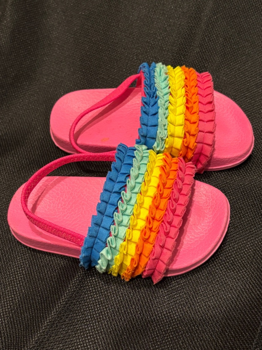 Source Unknown Pink Kids Sandals with Rainbow Straps